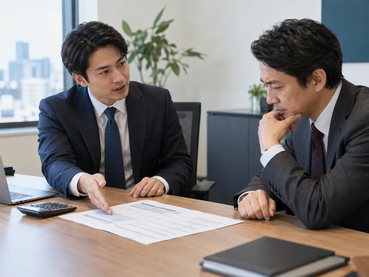 営業担当者が作業範囲を確認せず値下げを提案する商談イメージ(AI生成)